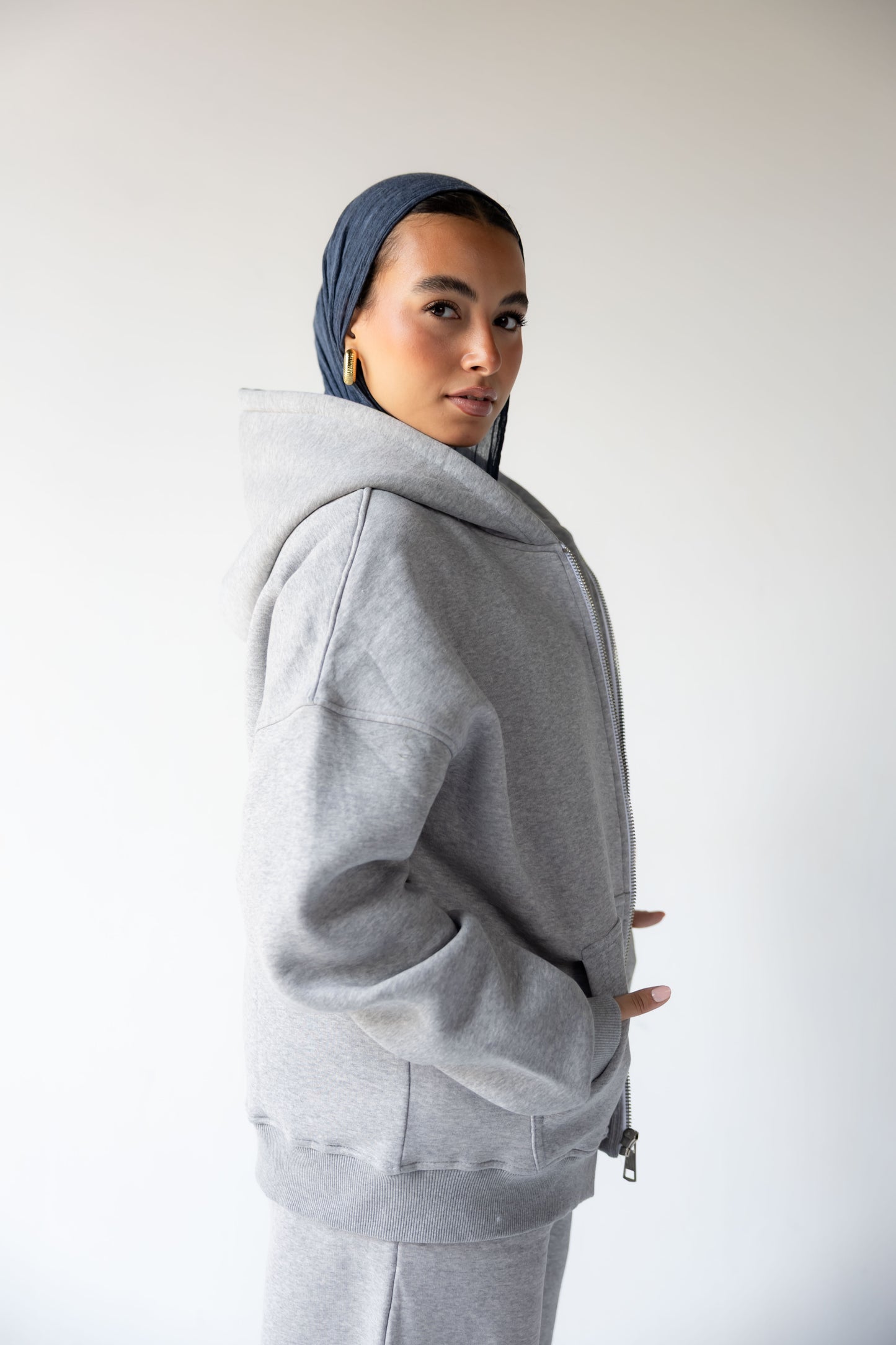 Zip Up Hoodie-Gray