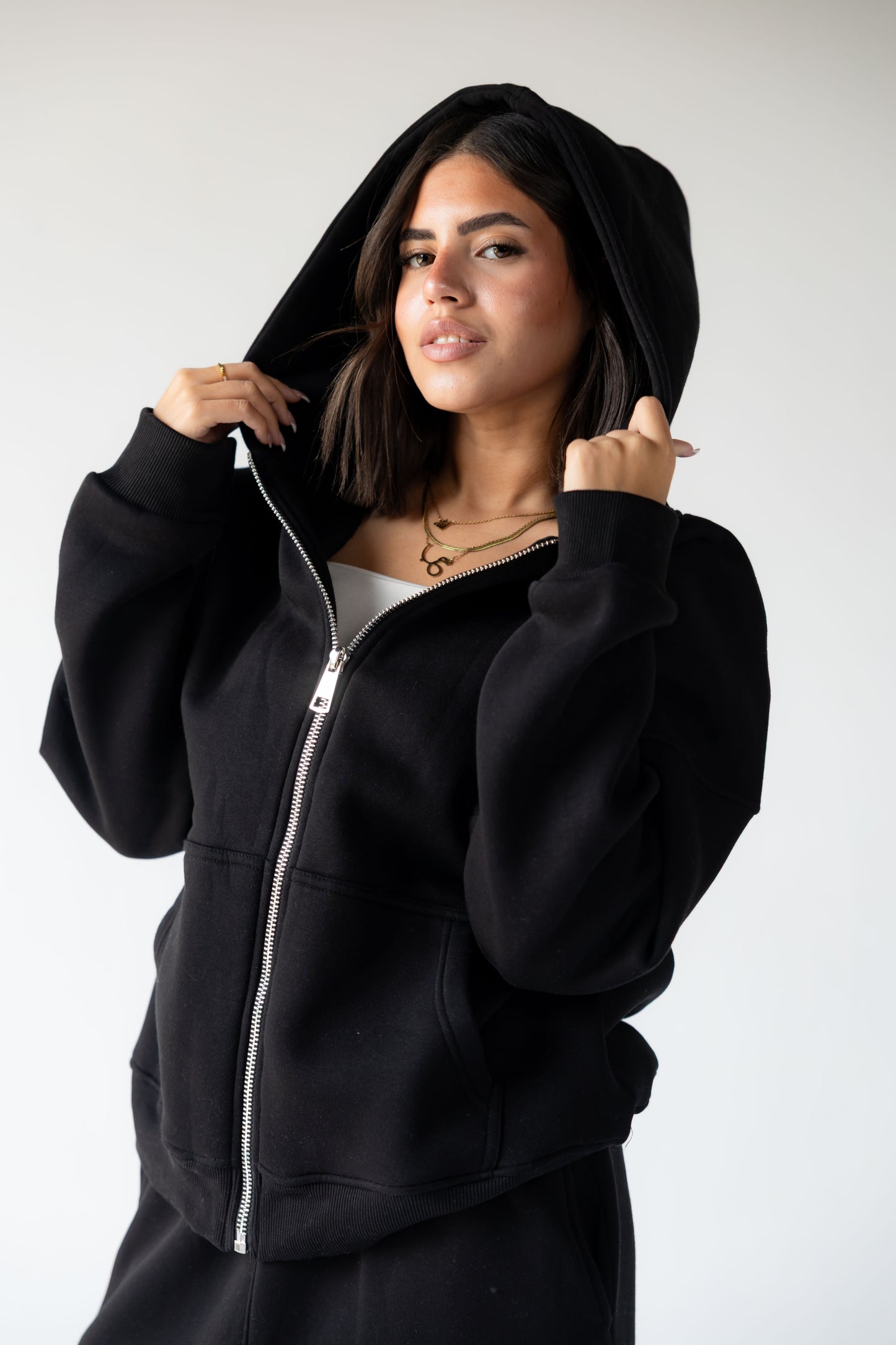 Zip Up Hoodie-Black